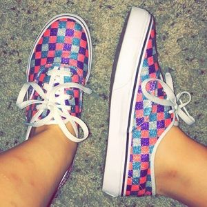 Sparkly checkered Vans